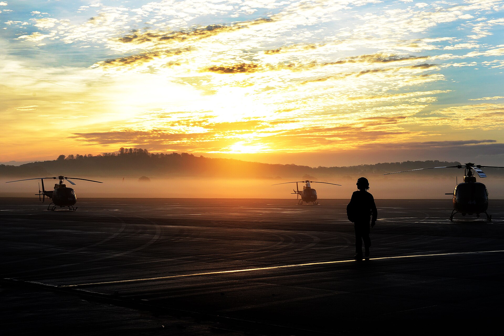 Sunset over Middle Wallop airfield